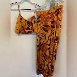 Orange and Brown Patterned Two-Piece Set